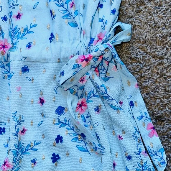 Juicy Couture Light Blue Floral MiNI Dress XXL high neck summer dress - Picture 4 of 10